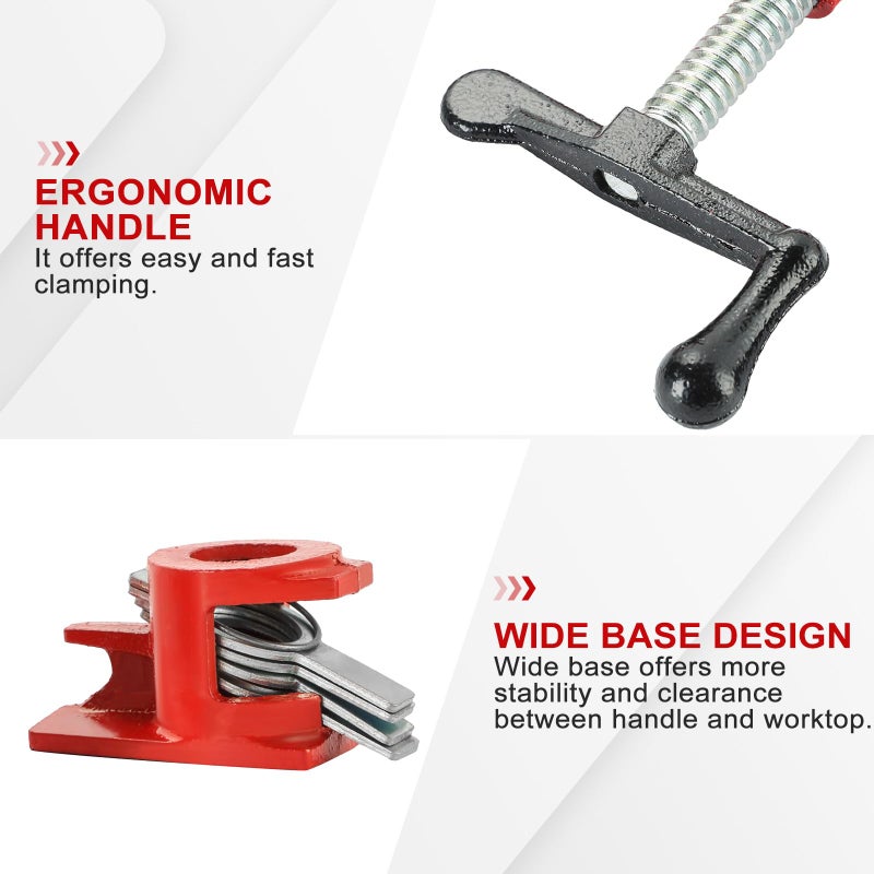 FLK Tech 4 Pack 1/2â€ Wood Gluing Pipe Clamp Set, Heavy Duty Pipe Clamps, Cast Iron Wood Clamps Quick Release for Woodworking, Carpentry, Home Improvement, and DIY Projects - Image 5